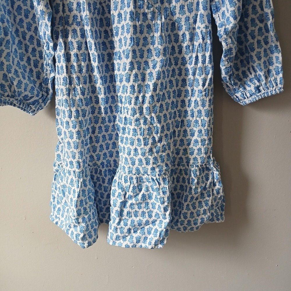 Vineyard Vines Women's Size XS Seastitch Block Print Dress Ruffle Hem 3/4 Sleeve - Picture 5 of 16